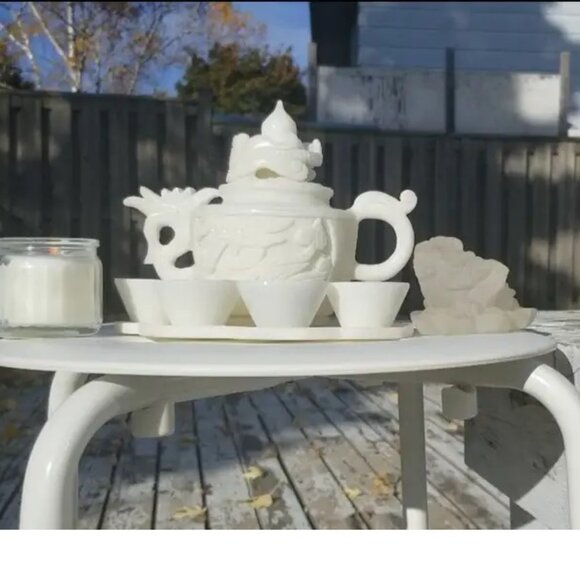 White Marble Chinese Tea Set - Picture 1 of 5